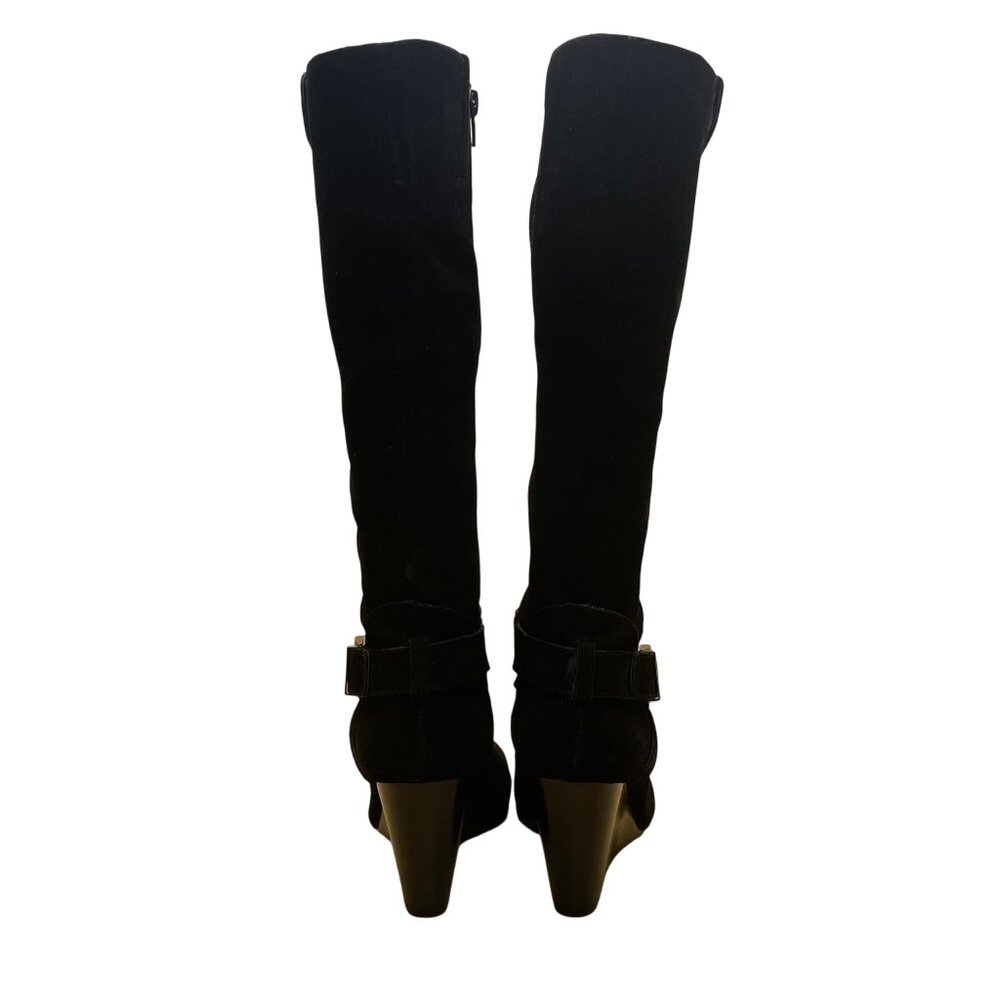 BCBGeneration Women's Black Suede Side Zipper Buckle Wilsa Wedge Boots Size 7M image 4